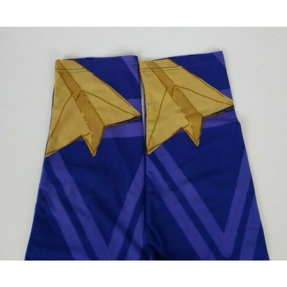 New LuLaRoe Tall & Curvy Leggings Purple With Gold Paper Airplanes Design - Picture 5 of 6